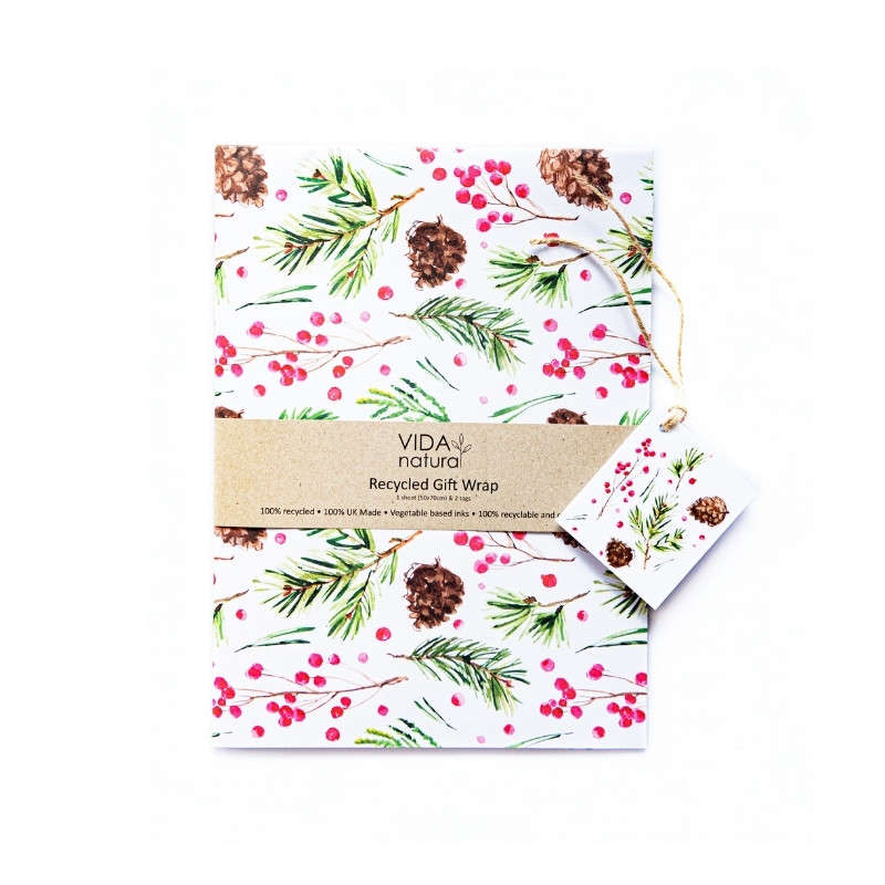 Gift Wrap Single Sheet with 2 tag - Christmas Trees (1)