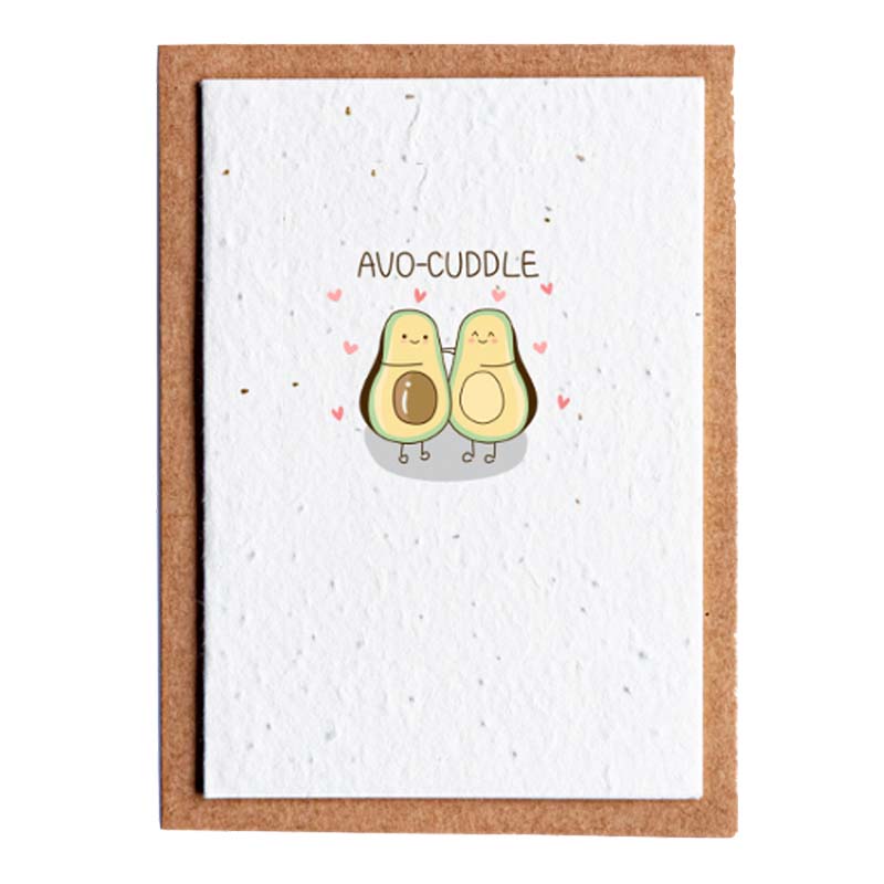 Avo cuddle valentines seed paper card