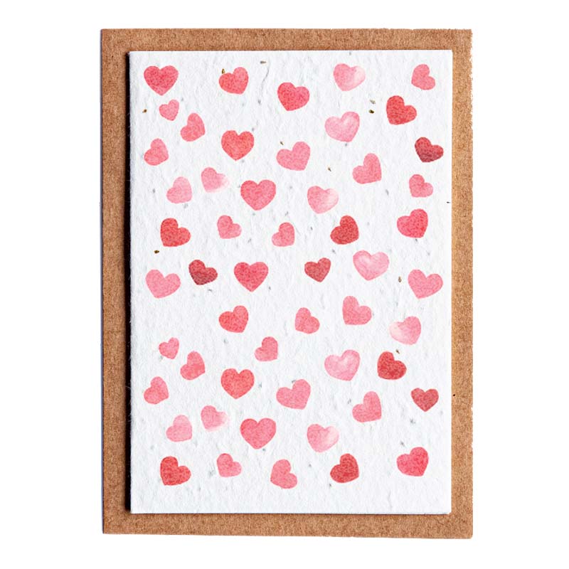 Hearts Valentines seed paper card