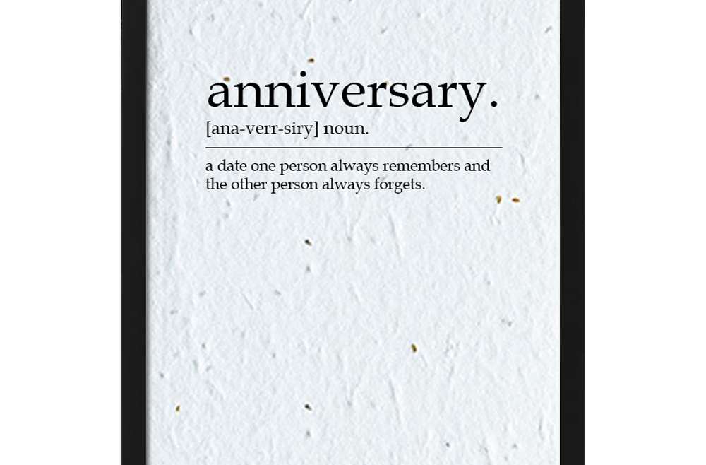 Framed anniversary dictionary definition print