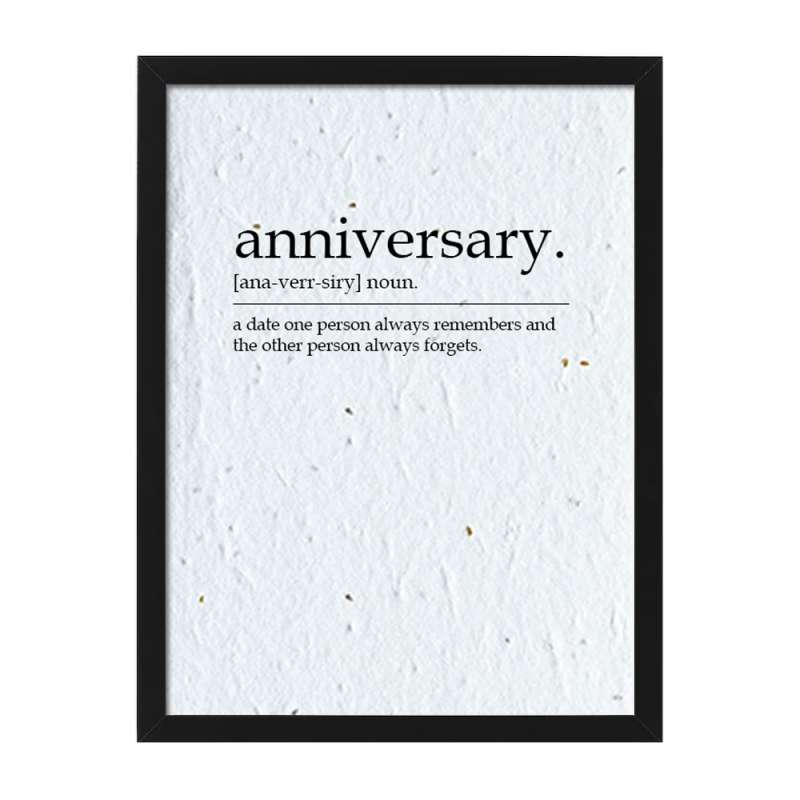 Framed anniversary dictionary definition print