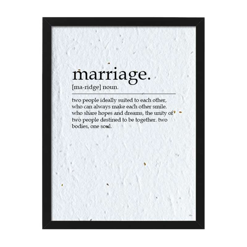 Marriage framed dictionary definition print